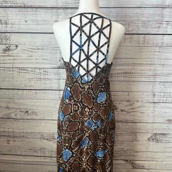 SEVENGATE- WOMEN’S PYTHON PRINT SPAGHETTI STRAP MAXI DRESS - Picture 6 of 8